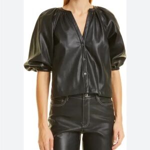 STAUD Dill Faux Leather Top NWT